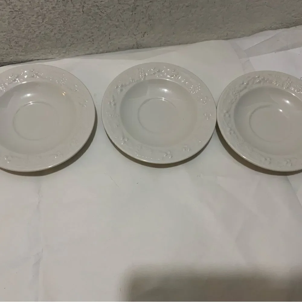 Vintage Set 3 HOMER LAUGHLIN Grapes & Vine Border White small bowls 5.5” G15